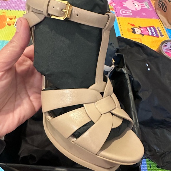 Saint Laurent Nude Strappy Platform Heels - Picture 5 of 7